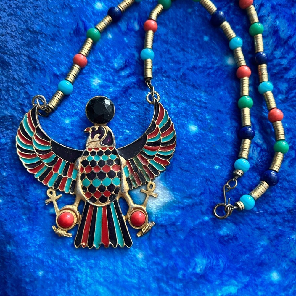 Vintage bird Colorful Egyptian Style Necklace